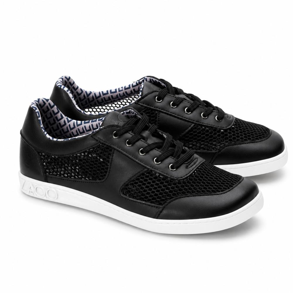 svart sommarsneaker med vit sula för damer - bekväma barfotaskor för varma dagar
