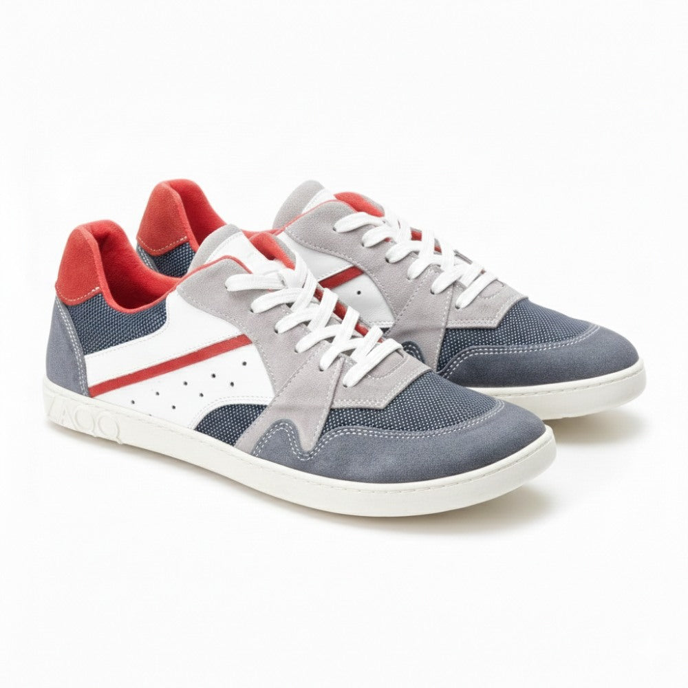 coole Barfußschuhe in modernen Farben dunkelblau, grau, weiß, rot